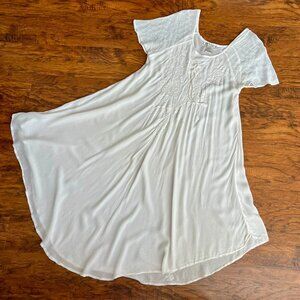 Vintage Cute Options White Embroidered Rayon Boho Dress – One Size